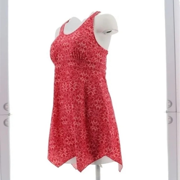 DENIM & Co Beach Handkerchief Hem Scoop Neck swim dress Rose Pink 10 - Picture 9 of 14